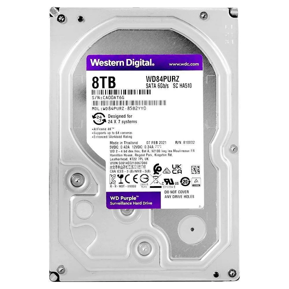 019 - HD Western Digital 8TB WD Purple 3.5" SATA 3 5640RPM - WD84PURZ
