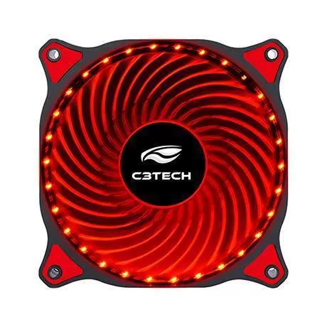 050 - COOLER FAN PARA GABINETE 120x120x25 30 LEDS VERMELHO F7-L130RD C3 TECH