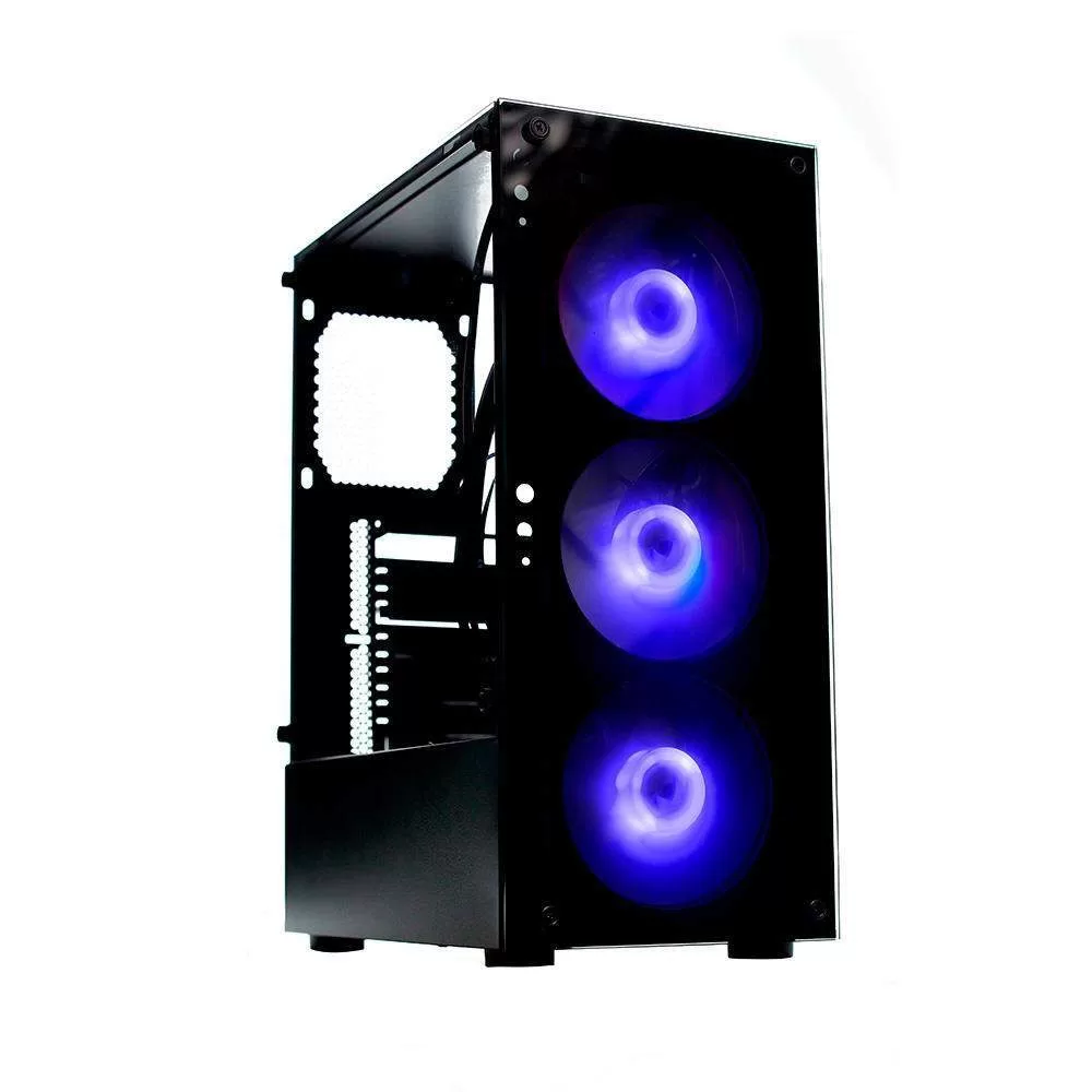 042 - Gabinete Gamer Liketec Matrix, Mid Tower, RGB, M-ATX, Mini-ATX, ATX, Lateral e Frontal em Vidro Temperado, 3x Cooler Fan RGB, Preto - GL-MATRIX-1 - Imagem 3