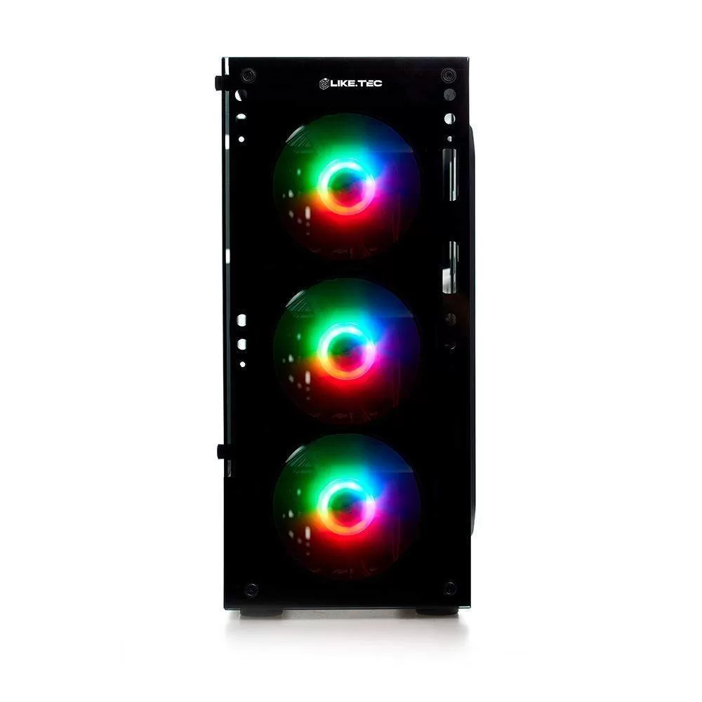 042 - Gabinete Gamer Liketec Matrix, Mid Tower, RGB, M-ATX, Mini-ATX, ATX, Lateral e Frontal em Vidro Temperado, 3x Cooler Fan RGB, Preto - GL-MATRIX-1 - Imagem 4