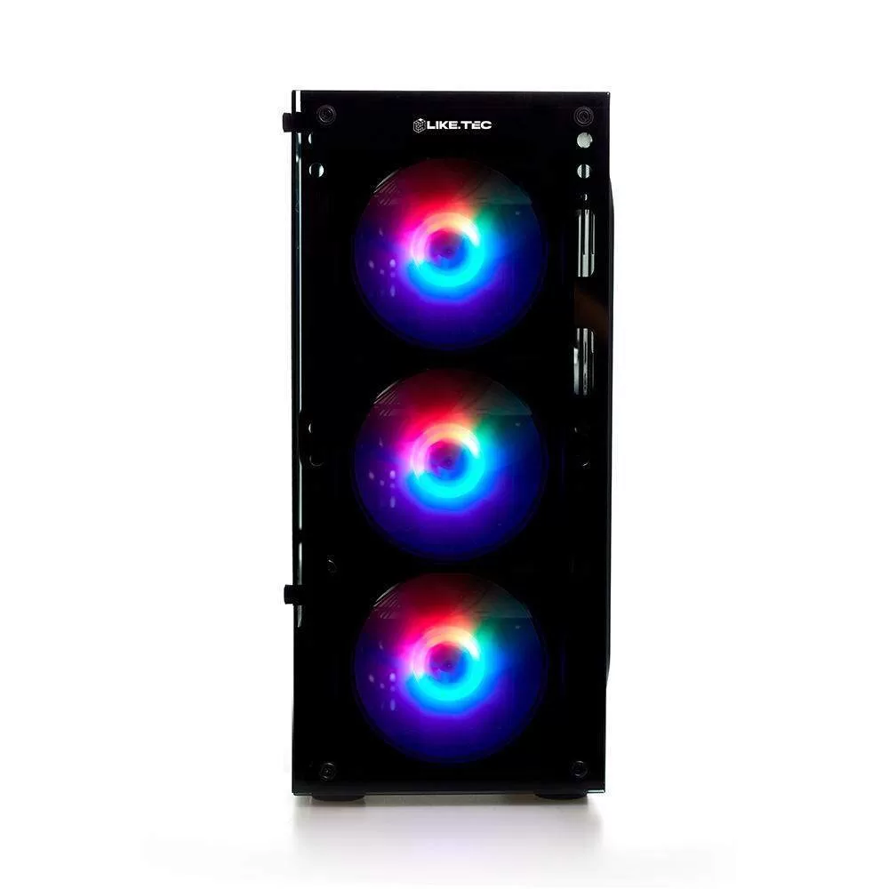 042 - Gabinete Gamer Liketec Matrix, Mid Tower, RGB, M-ATX, Mini-ATX, ATX, Lateral e Frontal em Vidro Temperado, 3x Cooler Fan RGB, Preto - GL-MATRIX-1 - Imagem 5