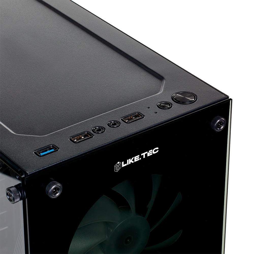 042 - Gabinete Gamer Liketec Matrix, Mid Tower, RGB, M-ATX, Mini-ATX, ATX, Lateral e Frontal em Vidro Temperado, 3x Cooler Fan RGB, Preto - GL-MATRIX-1 - Imagem 9