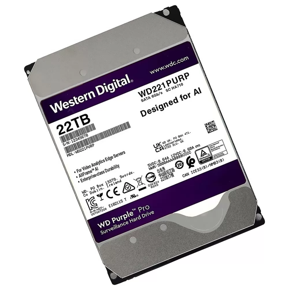 123 - HD Western Digital 22TB WD Purple Pro 3.5 SATA 3 7200RPM - WD221PURP - Imagem 2