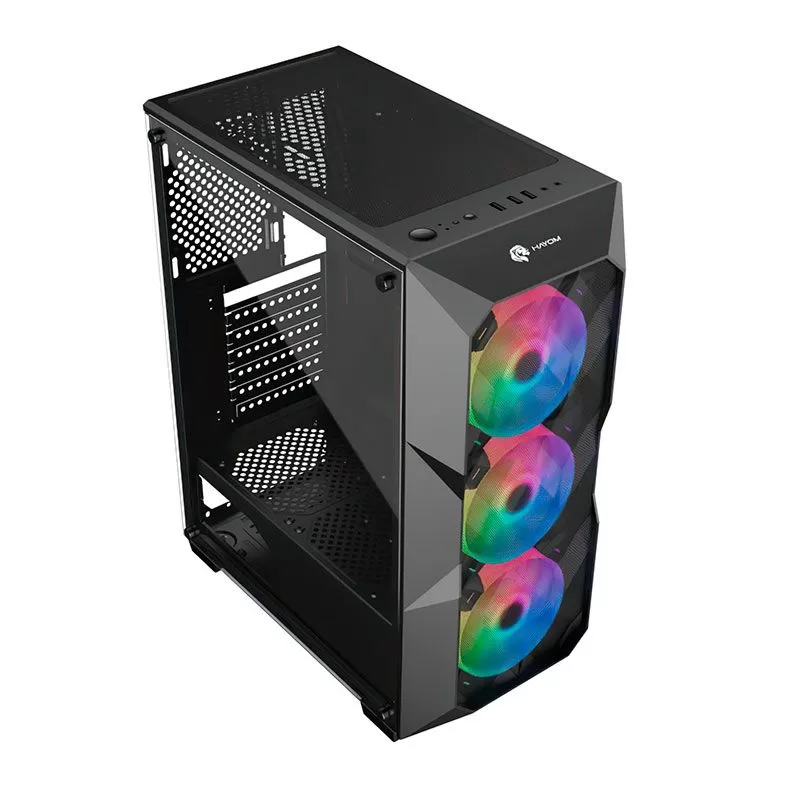 371 - Gabinete Hayom Gamer GB1710 RGB, Lateral Vidro Temperado, 3 Fans RGB, Mid Tower Preto - Imagem 2