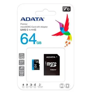214-Cartão de Memória Adata V10 64GB Classe 10 com Adaptador