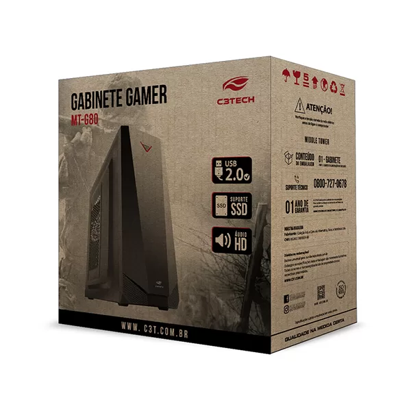 331 - GABINETE GAMER PRETO MT-G80BK C3 TECH - Imagem 4