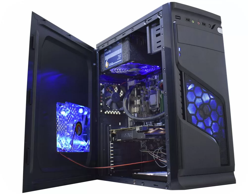323 - GABINETE GAMING SOLID SNAKE 1 BAIA PRETO LED AZUL CG-02R6 K-MEX - Imagem 3
