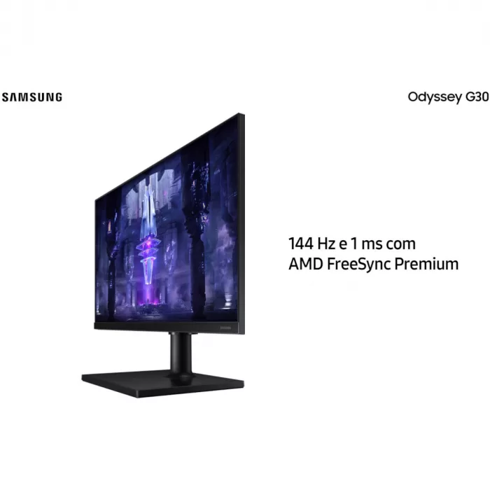 343 - MONITOR SAMSUNG GAMER ODYSSEY G30 24" FHD 144HZ 1MS FREESYNC HDMI DP AJUSTE ALTURA PIVOT INCLINACAO - LS24BG300ELMZD - Imagem 6