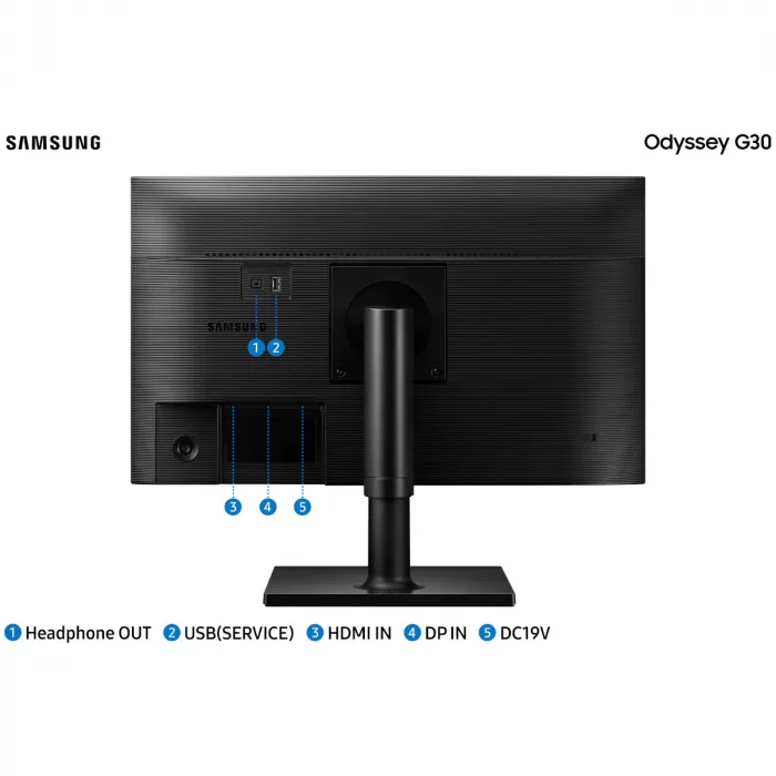 343 - MONITOR SAMSUNG GAMER ODYSSEY G30 24" FHD 144HZ 1MS FREESYNC HDMI DP AJUSTE ALTURA PIVOT INCLINACAO - LS24BG300ELMZD - Imagem 8