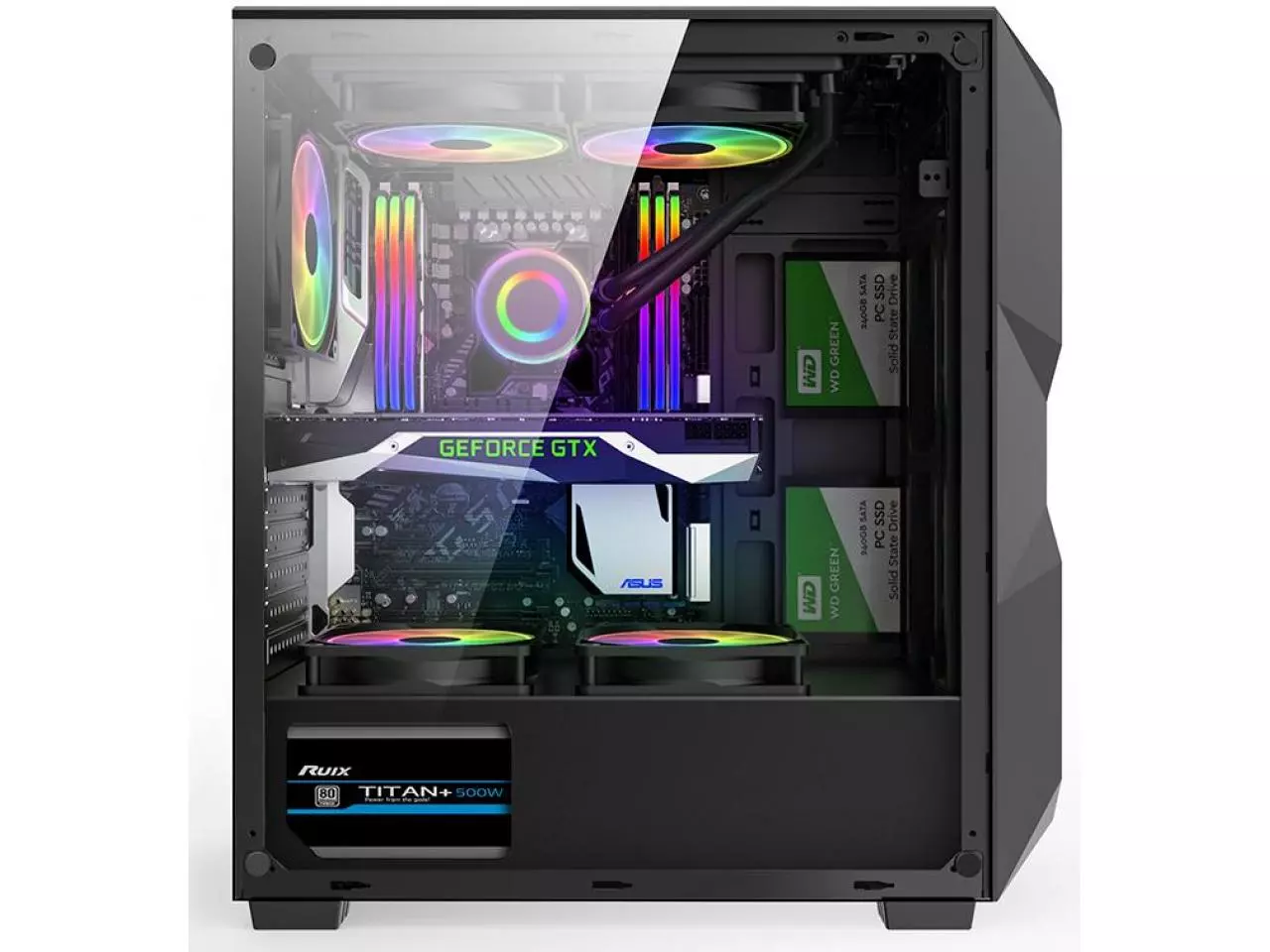 371 - Gabinete Hayom Gamer GB1710 RGB, Lateral Vidro Temperado, 3 Fans RGB, Mid Tower Preto - Imagem 4