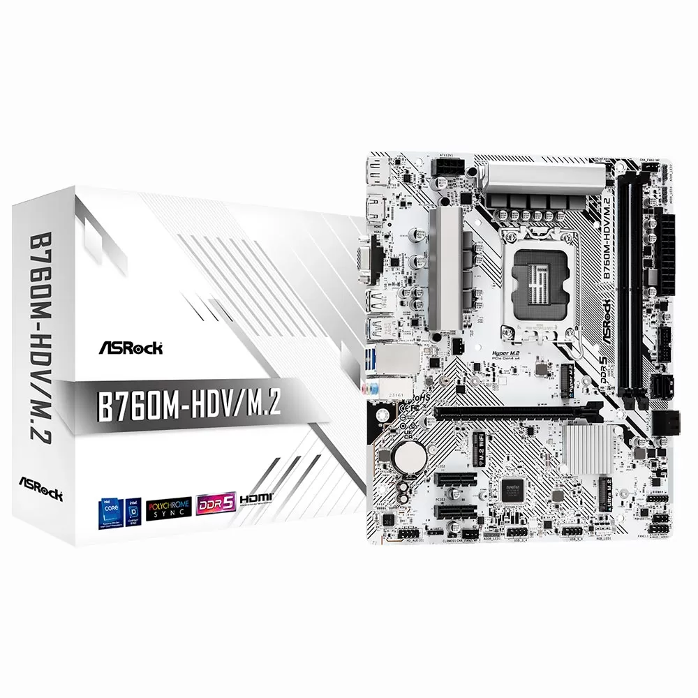 373 - Placa Mãe ASRock B760M-HDV/M.2 Socket LGA 1700 / VGA / DDR5