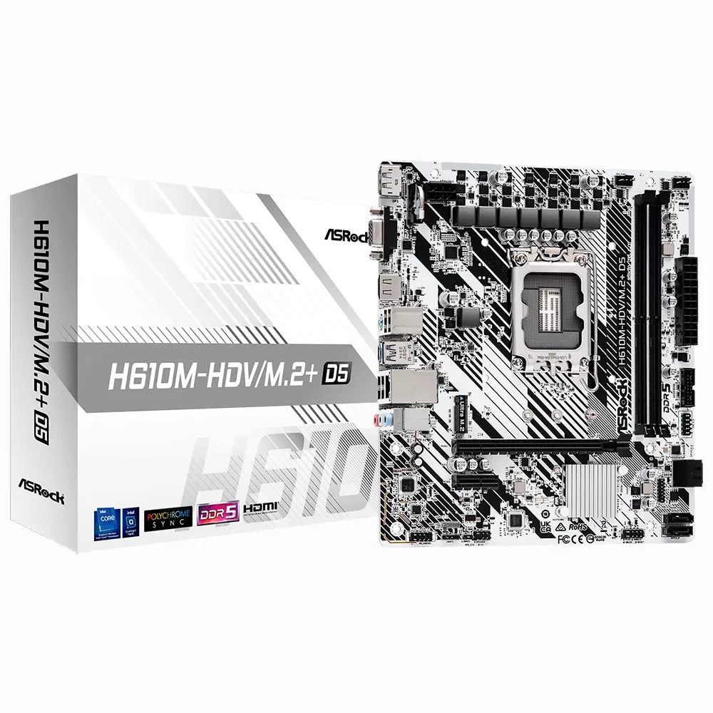367 - Placa Mãe ASRock H610M-HDV/M.2+ D5 Socket LGA 1700 / VGA / DDR5 - Imagem 2