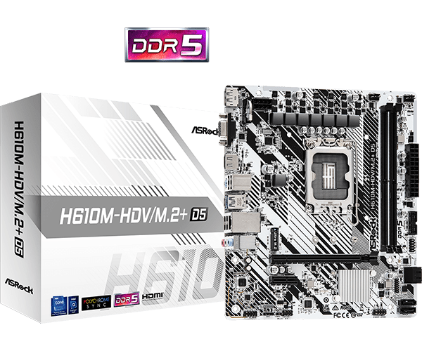 367 - Placa Mãe ASRock H610M-HDV/M.2+ D5 Socket LGA 1700 / VGA / DDR5